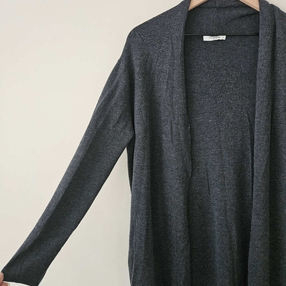 MM LaFleur Gray 100% Merino Wool Open Front Cardigan - Picture 4 of 12